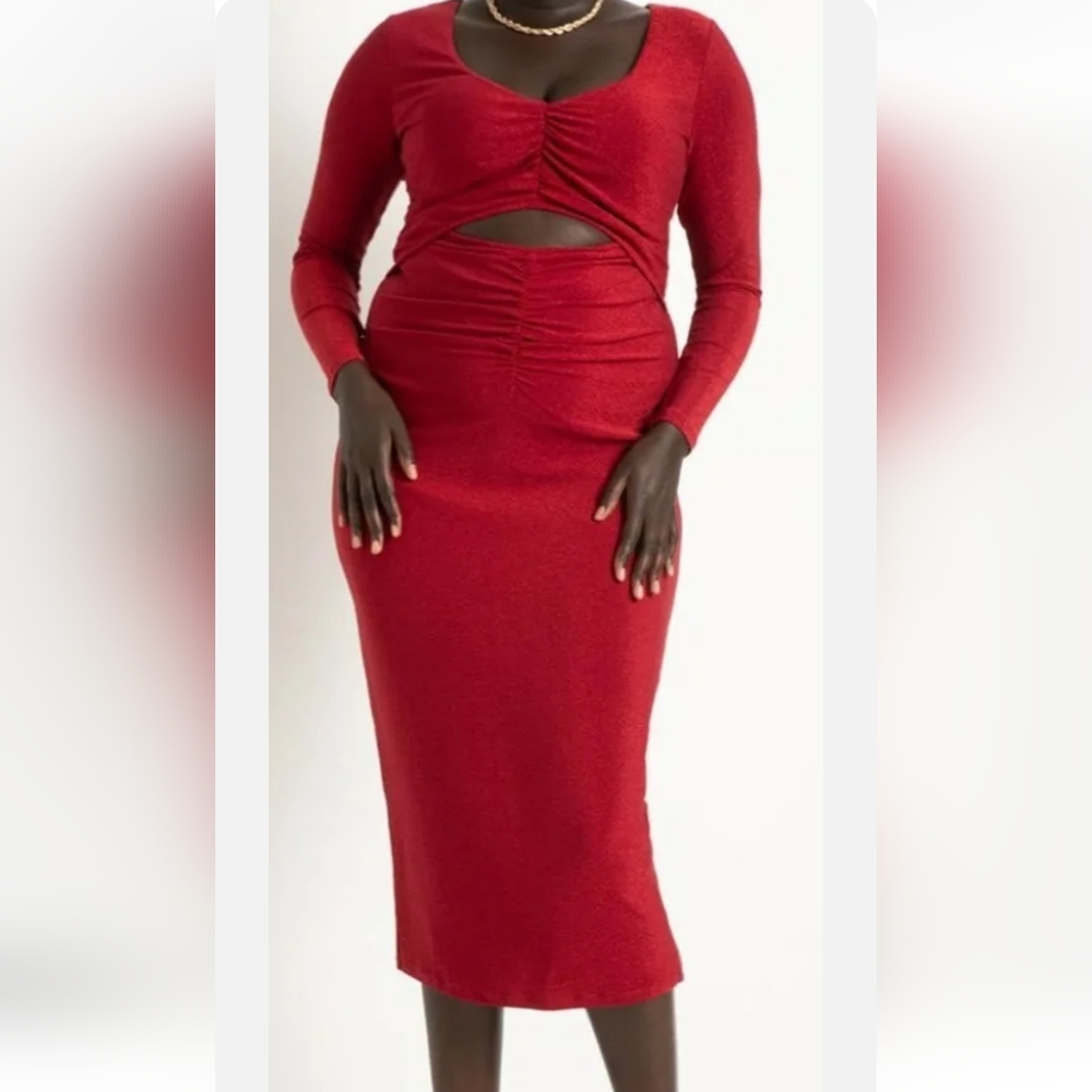 NWOT Red Eloquii Sparkly Maxi dress with cutout (size 26)